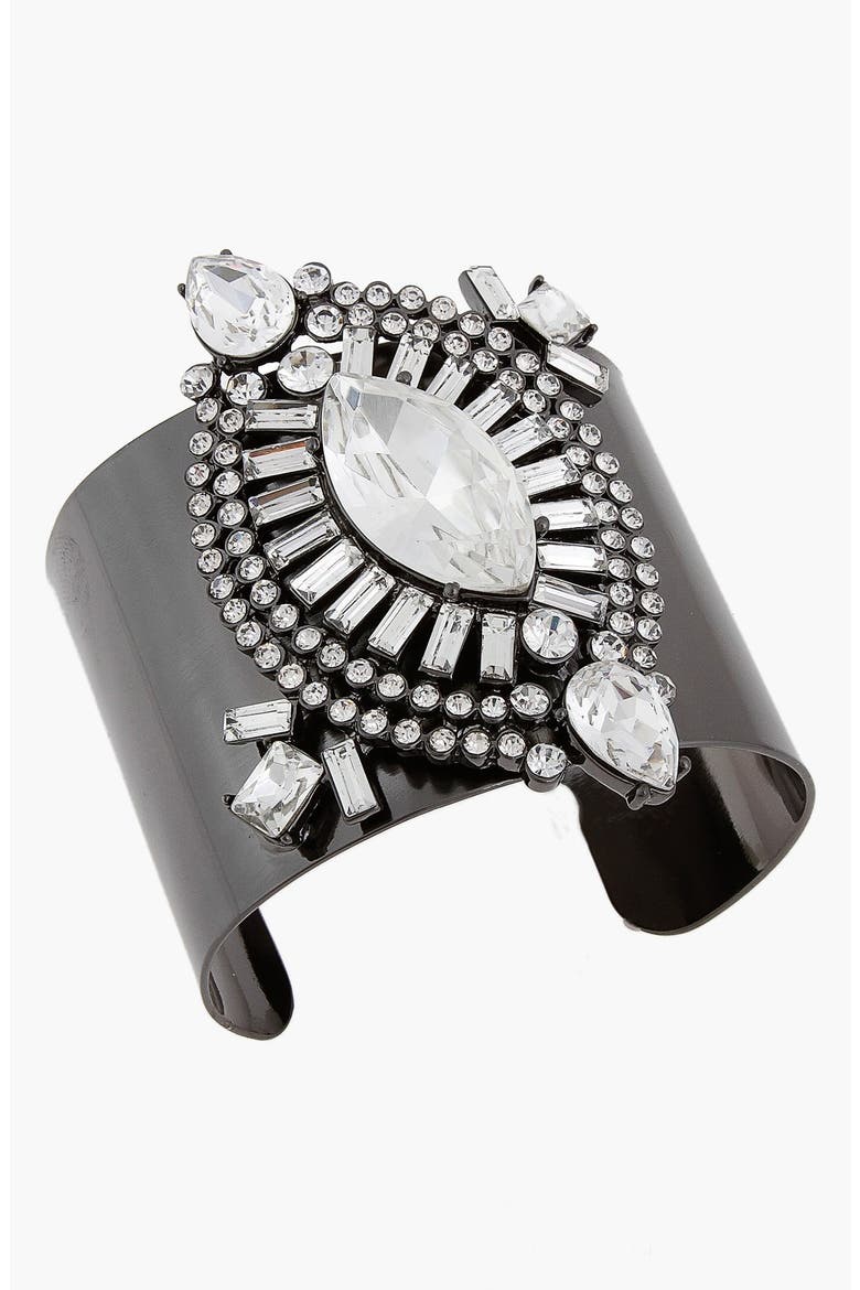 'Heart of Glass' Wide Cuff, Main, color, HEMATITE/CRYSTAL