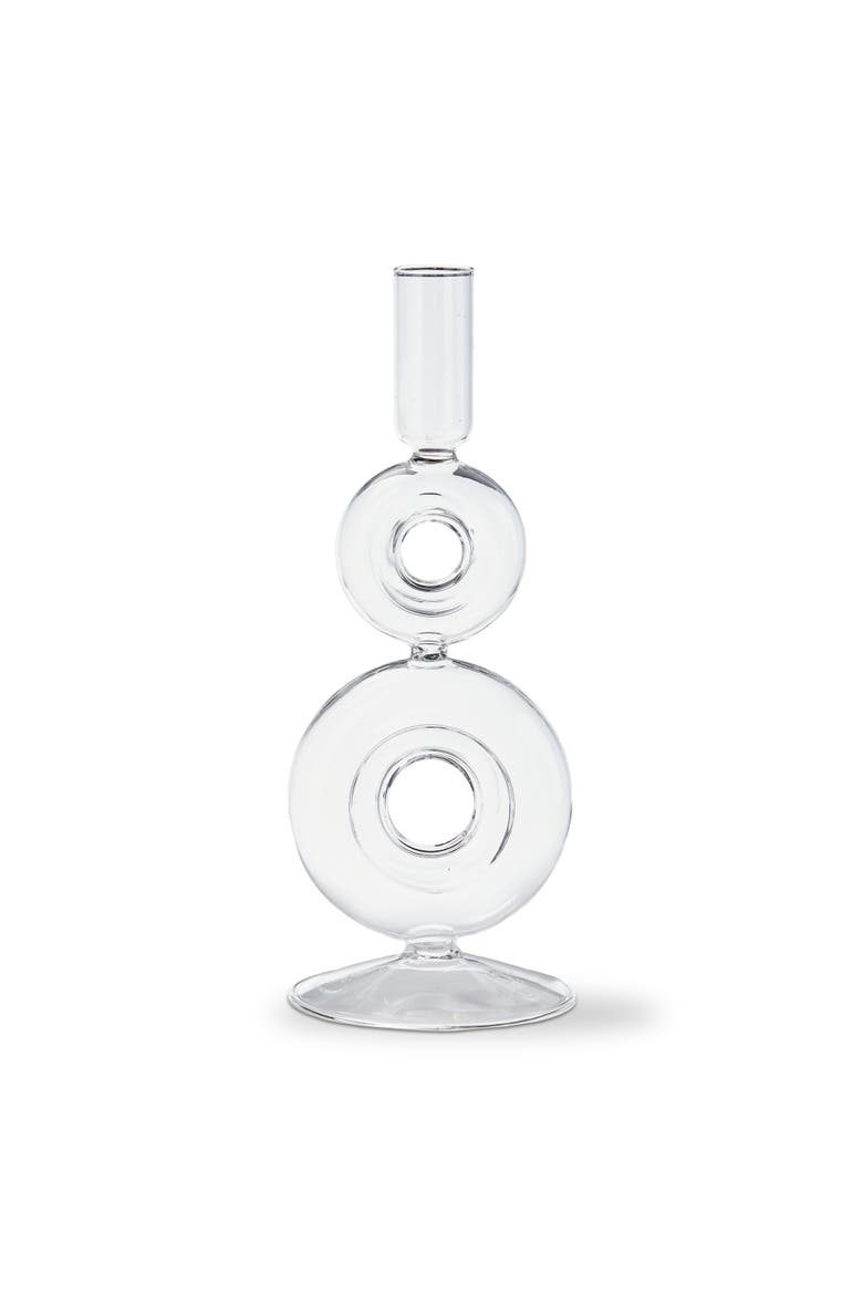 Odette Clear Glass Taper Holder Large, Main, color, Clear