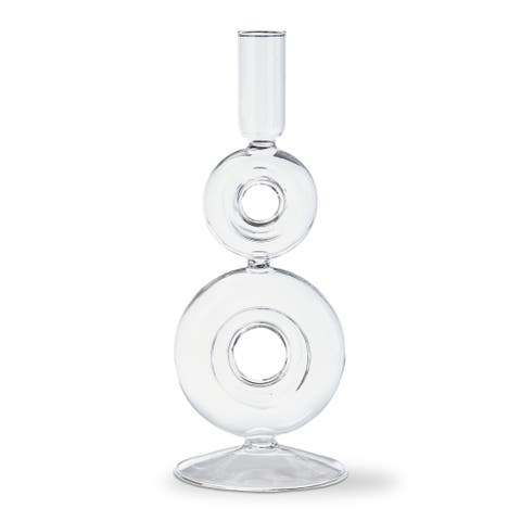 Odette Clear Glass Taper Holder Large 3.5 x 3.5 x 9 in