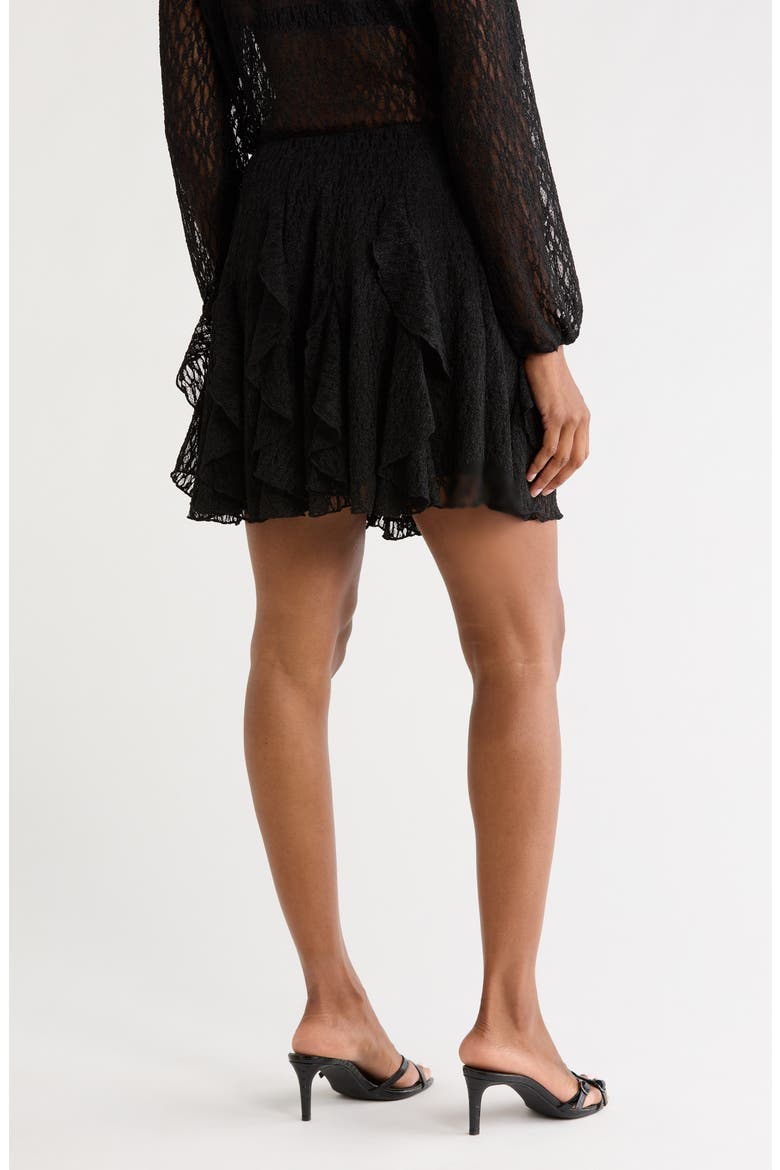 Lace Ruffle Miniskirt, Alternate, color, BLACK