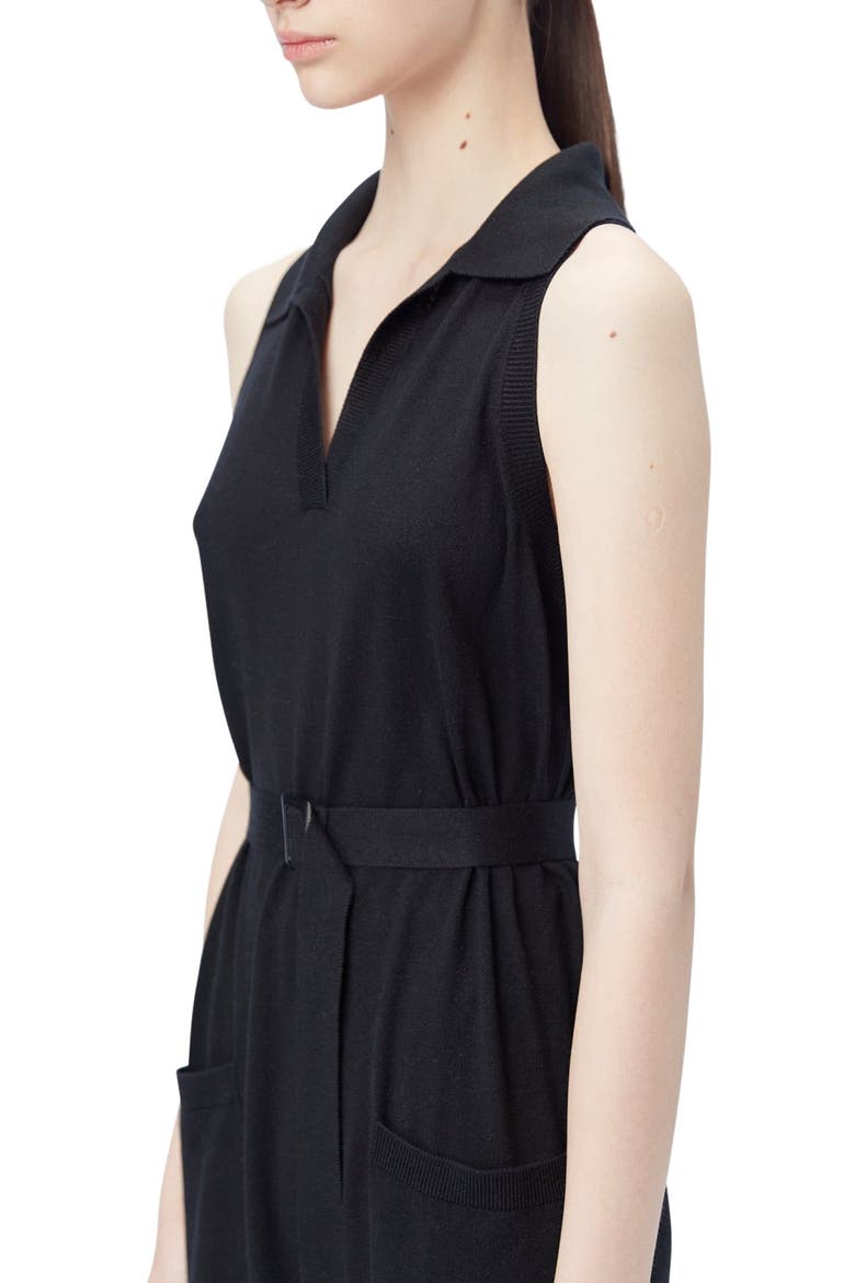 Sleeveless Silk Cashmere Polo Dress, Alternate, color, black