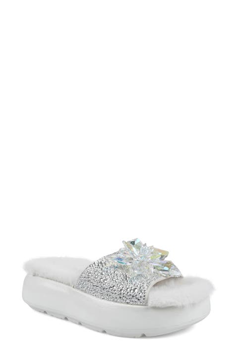 Ashey Faux Fur Platform Slide Sandal (Women)