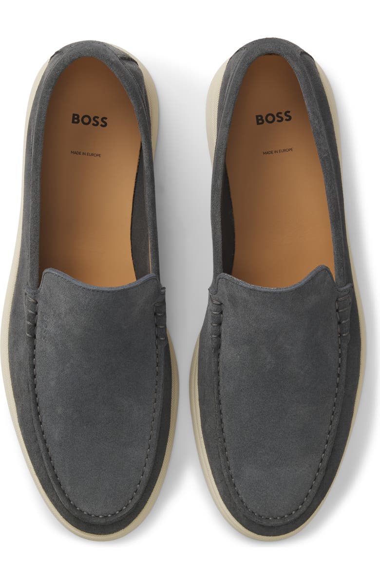 BOSS Sienne Moc Toe Loafer, Alternate, color, Dark Grey
