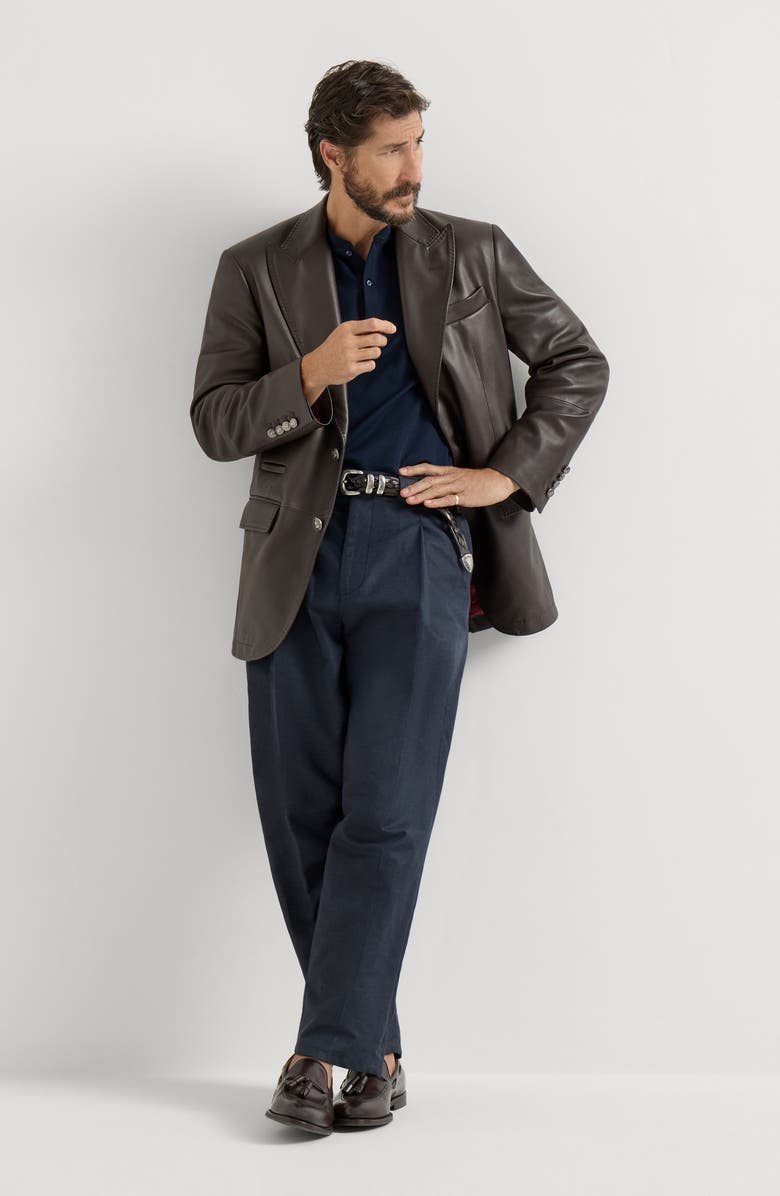 Brunello Cucinelli Calfskin blazer, Alternate, color, Chocolate