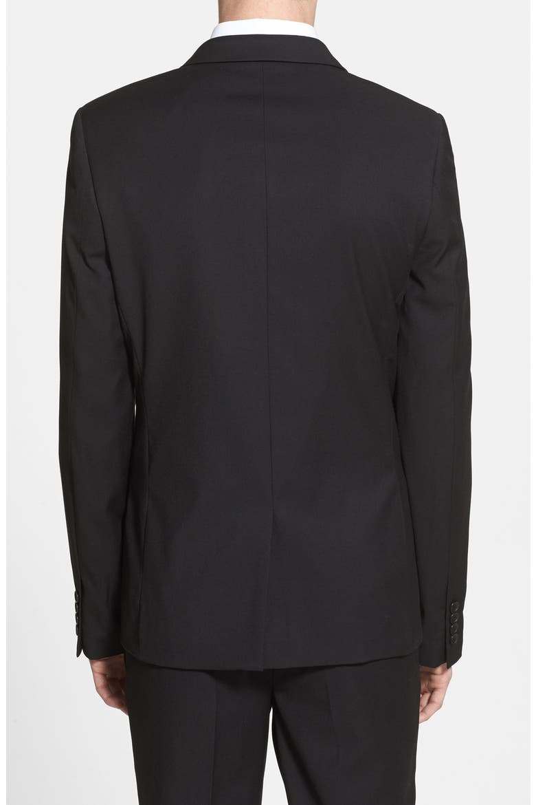 Black Textured Skinny Fit Suit Jacket, Alternate, color, BLACK