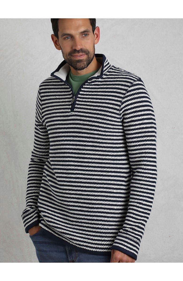 Weird Fish Shorling 1/4 Zip Stripe Macaroni, Alternate, color, Ecru