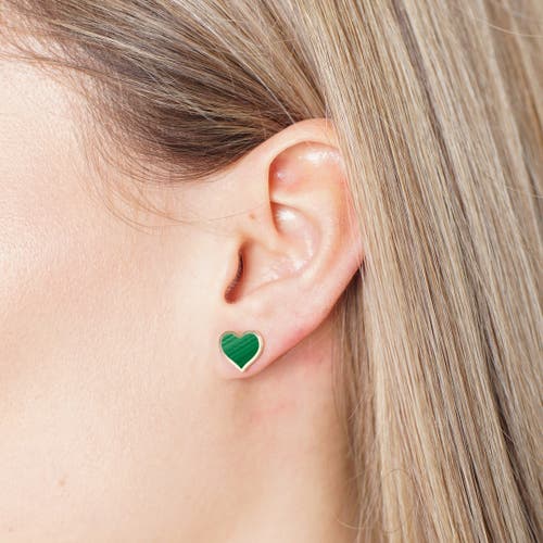 The Lovery Fine Jewelry Large Malachite Heart Stud Earrings In Green