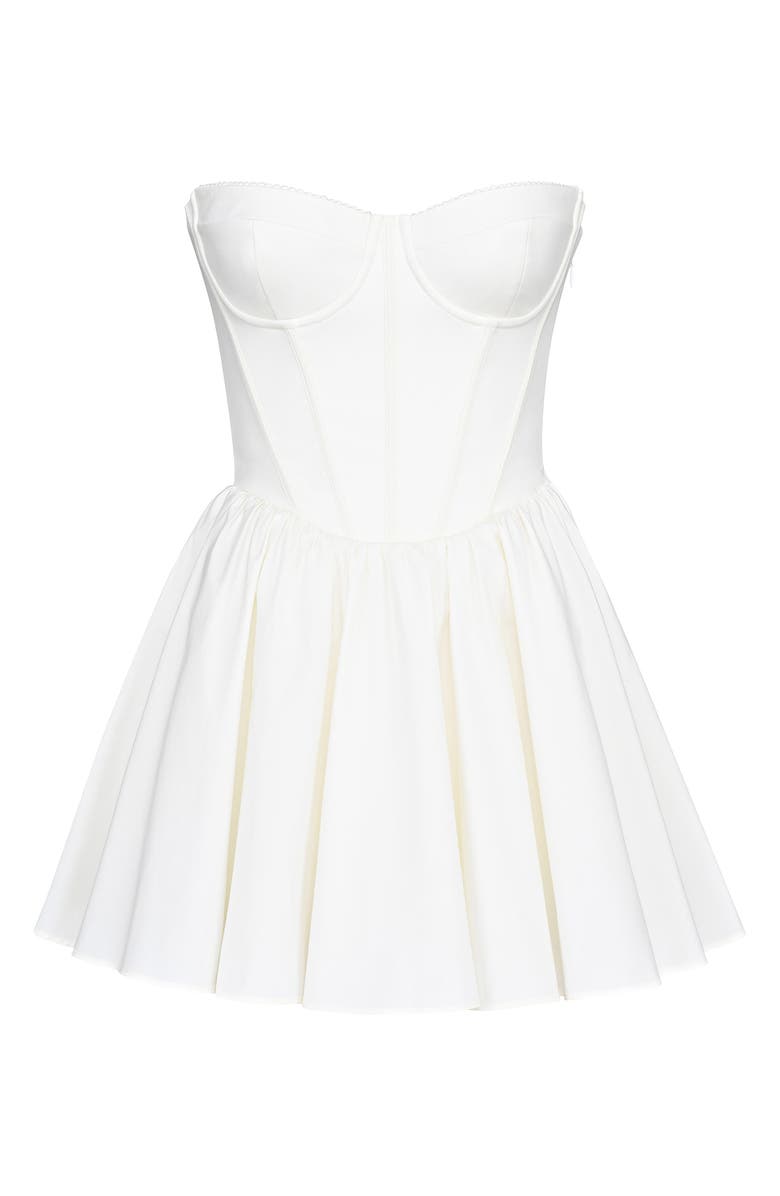 HOUSE OF CB Kristiana Strapless Stretch Cotton Cocktail Minidress, Alternate, color, Ivory