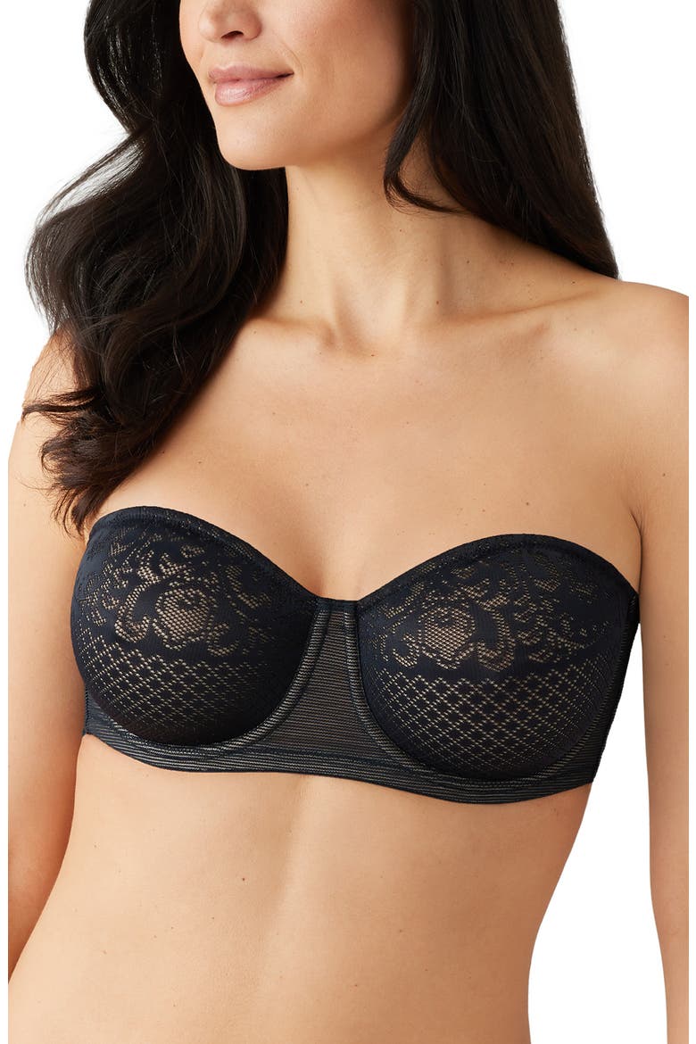 Visual Effects Strapless Underwire Minimizer Bra, Main, color, BLACK
