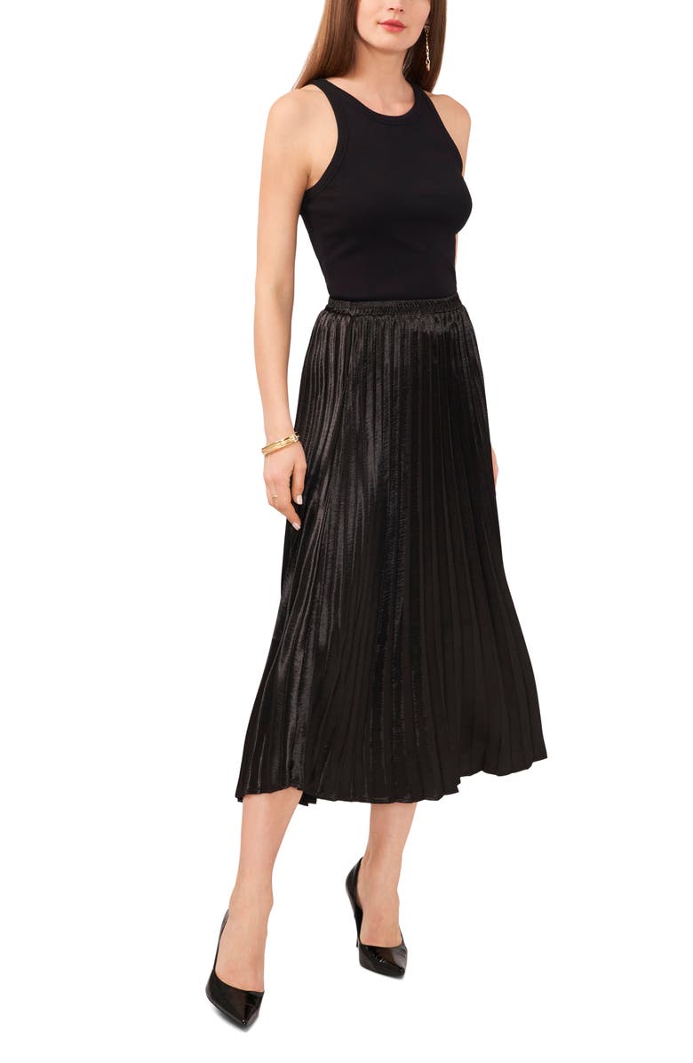 Vince Camuto Pleated Crepe Midi Skirt, Alternate, color, 