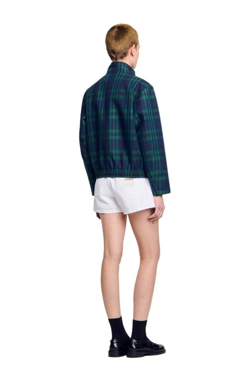 Sandro Checked Jacket In Blue
