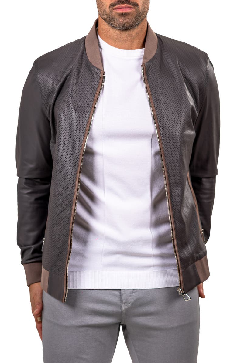 Maceoo Lambskin Leather Bomber Jacket, Main, color, 