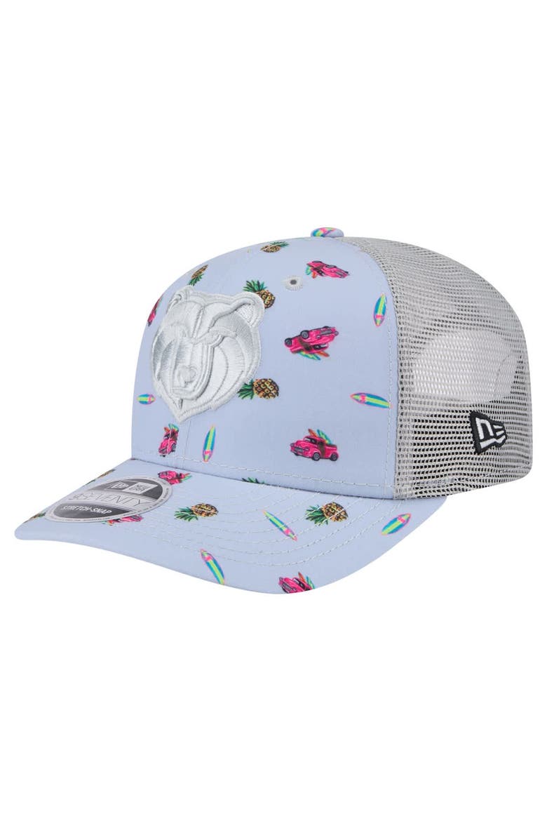 Men's New Era Light Blue/Gray Memphis Grizzlies Adventure Aloha Pattern 9SEVENTY Stretch-Snap Hat, Main, color, Light Blue