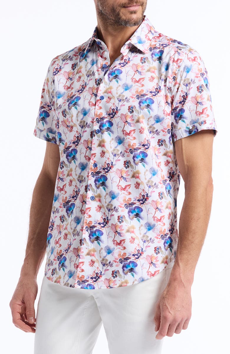 Robert Graham Short Sleeve Button Up Shirt, Alternate, color, Multi