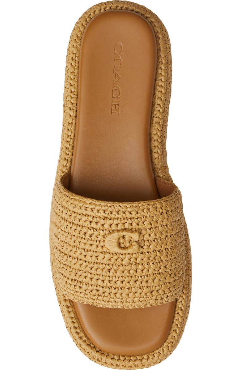 COACH Sculpted C Raffia Flatform Slide Sandal, Alternate, color, Natural