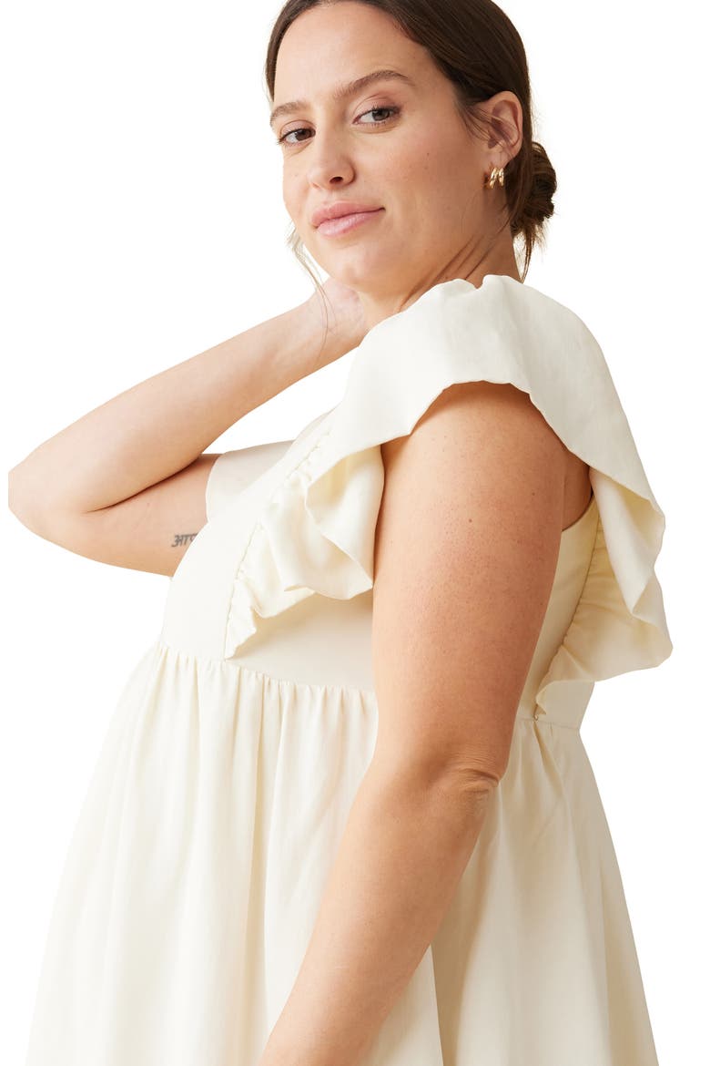Flutter Sleeve Maternity/Nursing Dress, Alternate, color, BUTTERMILK