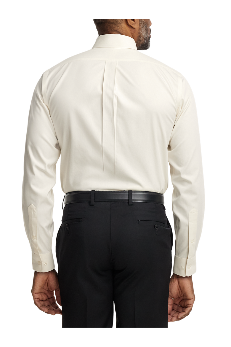 Slim Fit Non-iron Cotton Pinpoint Solid Button Down Collar Dress Shirt, Alternate, color, Ecru