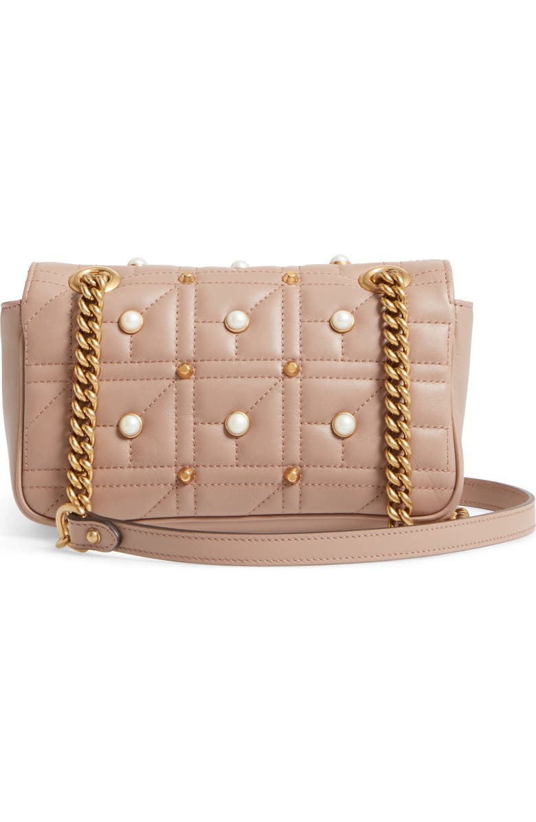 Gucci Mini GG Marmont 2.0 Imitation Pearl Logo Matelassé Leather Shoulder Bag, Alternate, color,