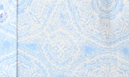Tailorbyrd Mandala Stretch Cotton Button-up Shirt In Blue