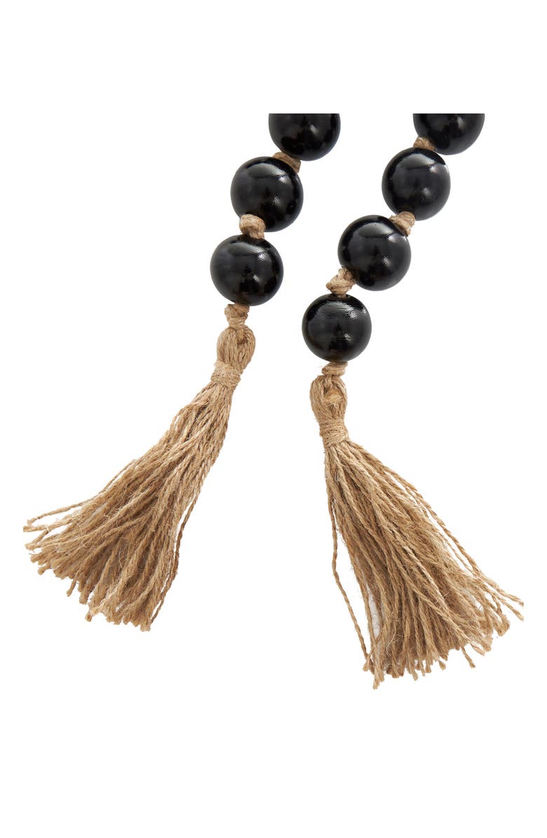 WILLOW ROW Black Glass & Tassel Garland, Alternate, color, Black