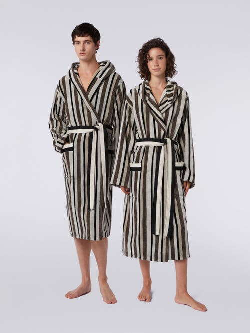 Missoni Home Craig Striped Cotton Terry Bathrobe In Black & White