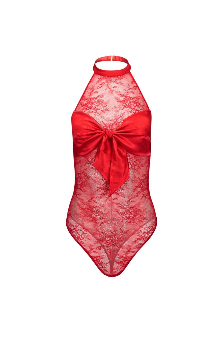Adore Me Kamilia Bodysuit, Alternate, color, Dark Red