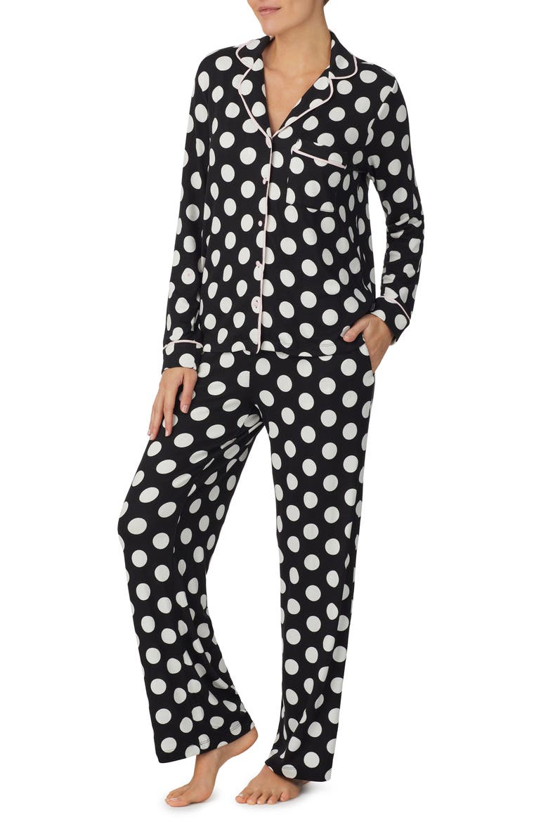 polka dot print pajamas, Alternate, color, BLACK DOT