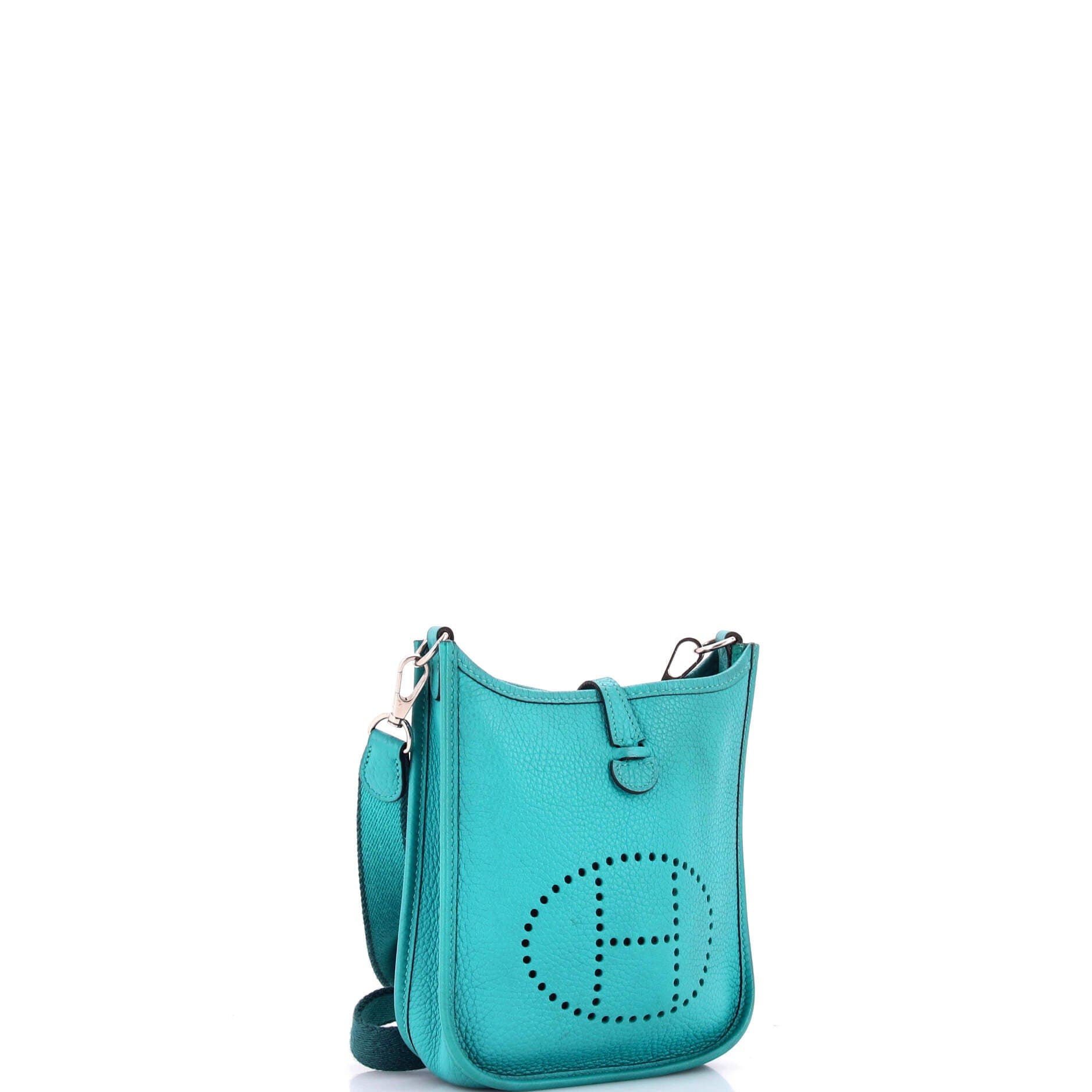 Pre-Owned Hermes Evelyne Bag Gen III Clemence TPM, Alternate, color, Turquoise