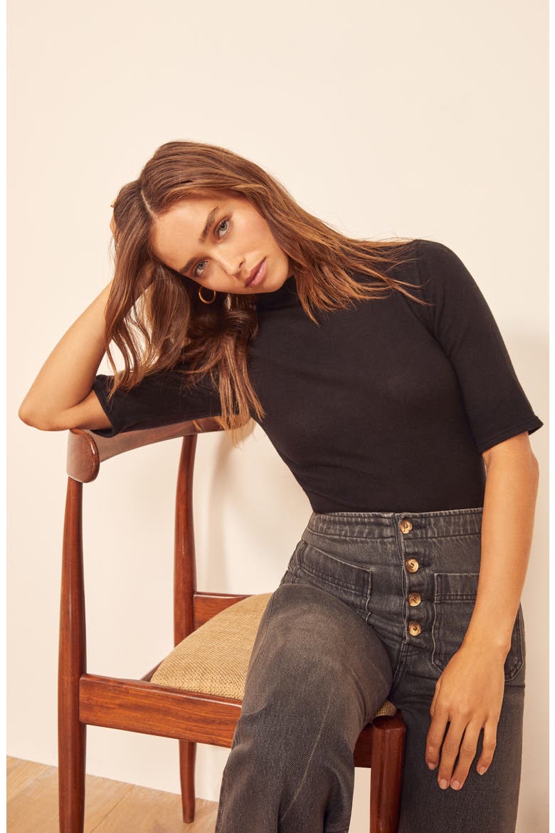 Sebo Mock Neck Crop Top, Alternate, color, BLACK