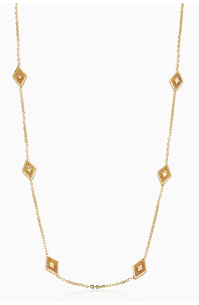 Oradina 14K Yellow Gold Roma Diamond Station Necklace, Main, color, 