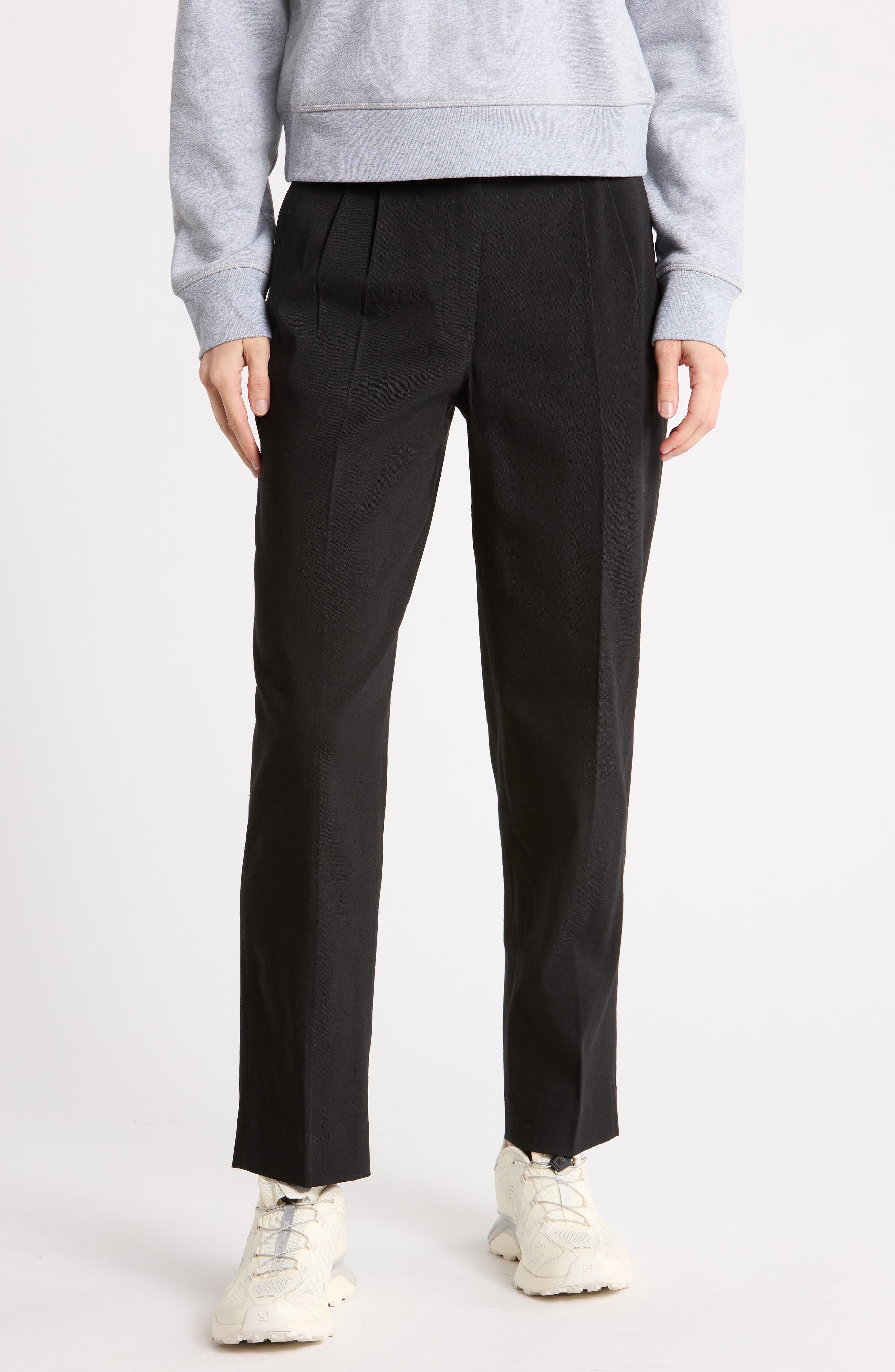 Linen Cropped Pleated Trousers
