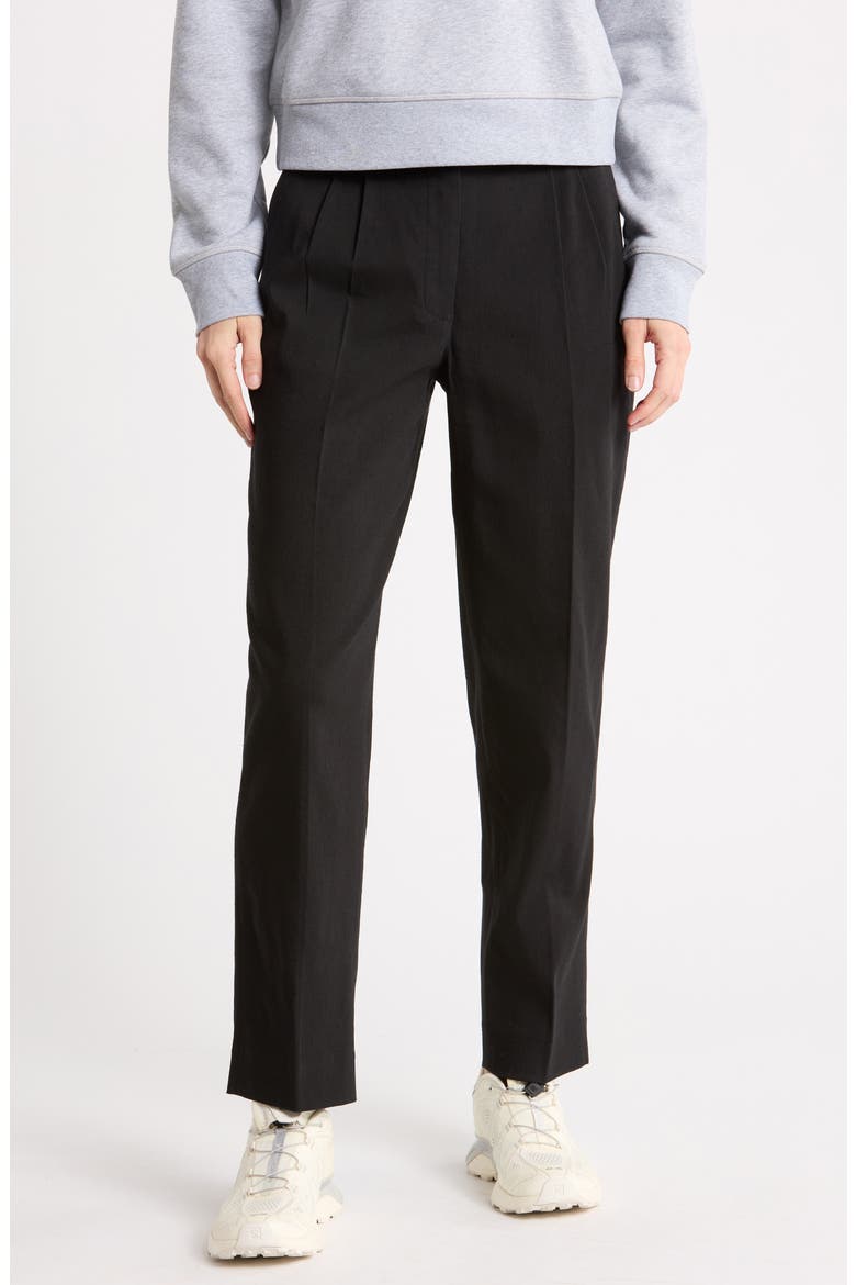 Linen Cropped Pleated Trousers, Main, color, ONYX