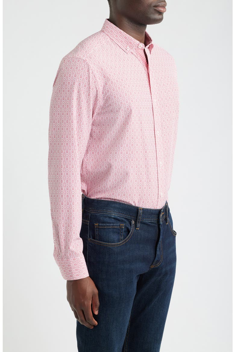 XC+™ Football Print Performance Button-Down Shirt, Alternate, color, RED