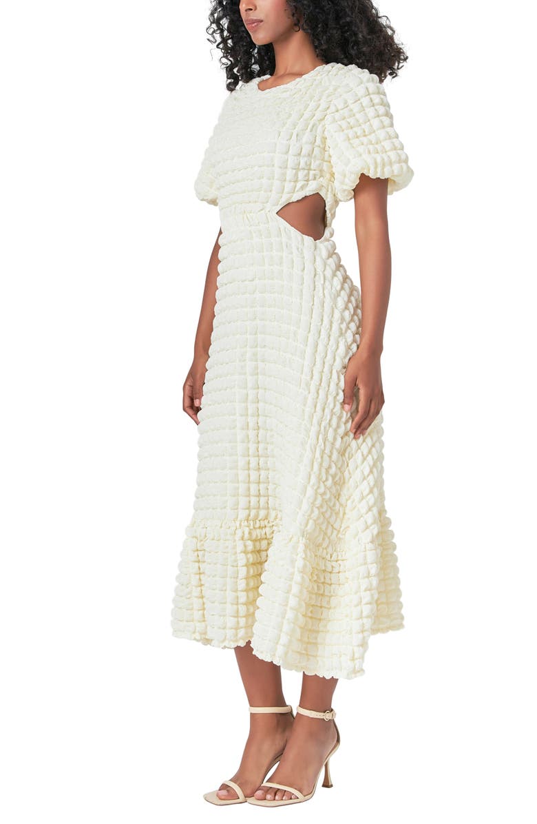 Endless Rose Textured Cutout Midi Dress, Alternate, color, Ivory