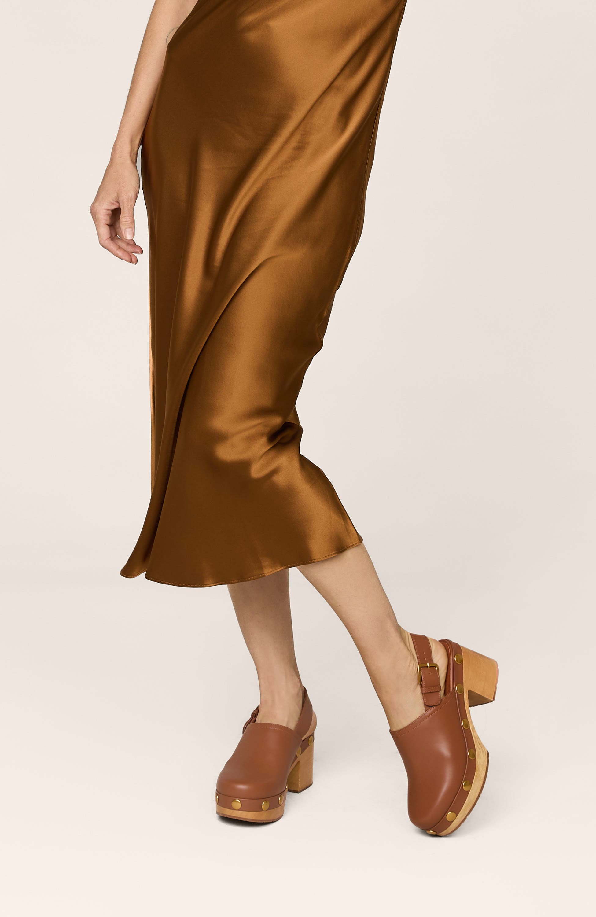 Jori Slingback Platform Studded Clog, Alternate, color, Luggage