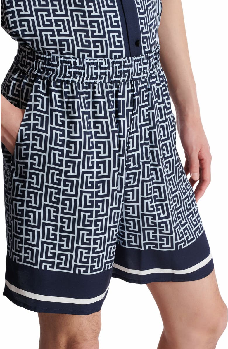 Balmain Flowing Monogrammed Shorts, Alternate, color, 