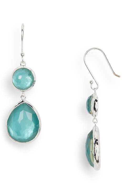 Wonderland Sterling Silver Denim Crystal Double Drop Earrings