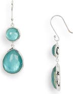 Ippolita Wonderland Sterling Silver Denim Crystal Double Drop Earrings