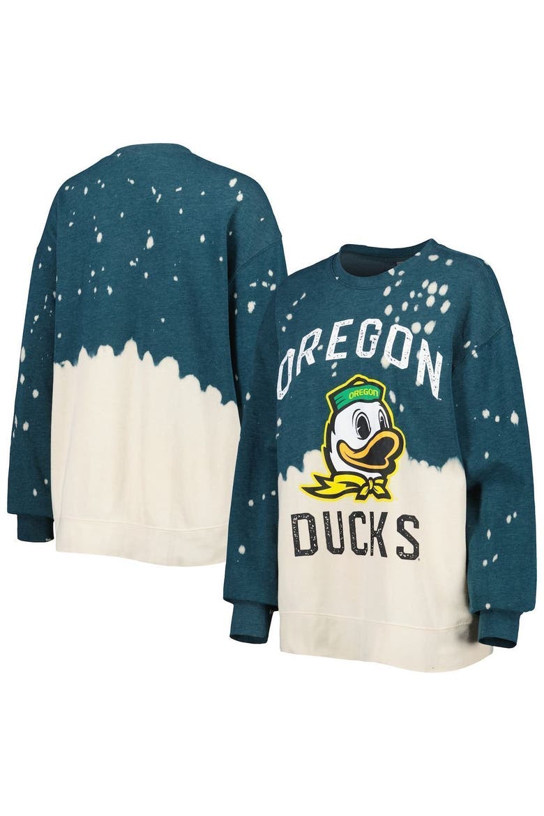 Women's Gameday Couture Green Oregon Ducks Twice As Nice Faded Dip-Dye Pullover Long Sleeve Top, Alternate, color, Green