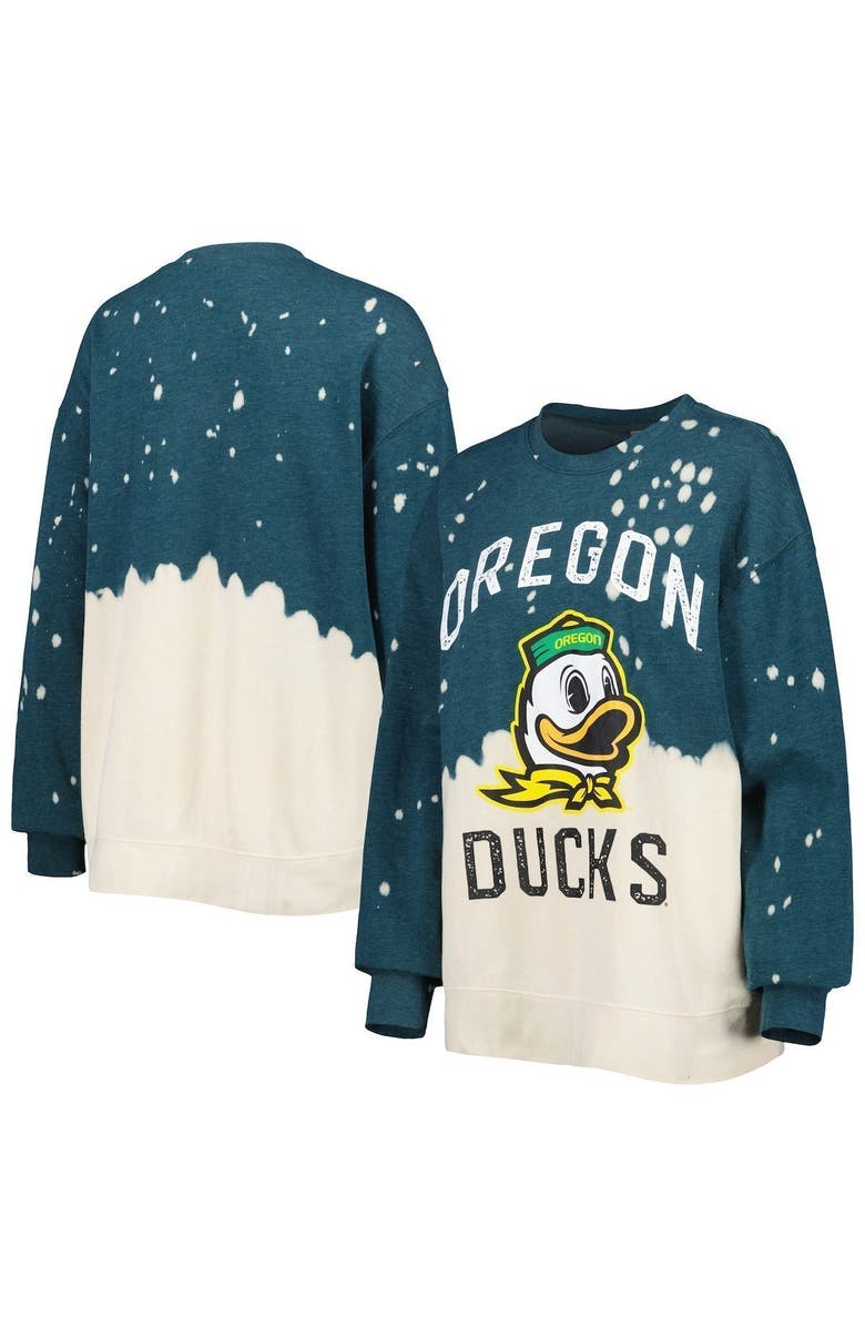 GAMEDAY COUTURE Women's Gameday Couture Green Oregon Ducks Twice As Nice Faded Dip-Dye Pullover Long Sleeve Top, Alternate, color, 
