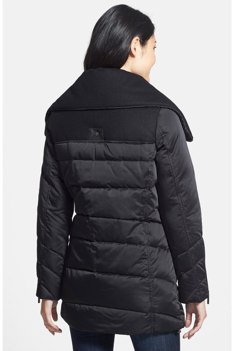 Oversize Collar Asymmetrical Down Coat, Alternate, color, BLACK
