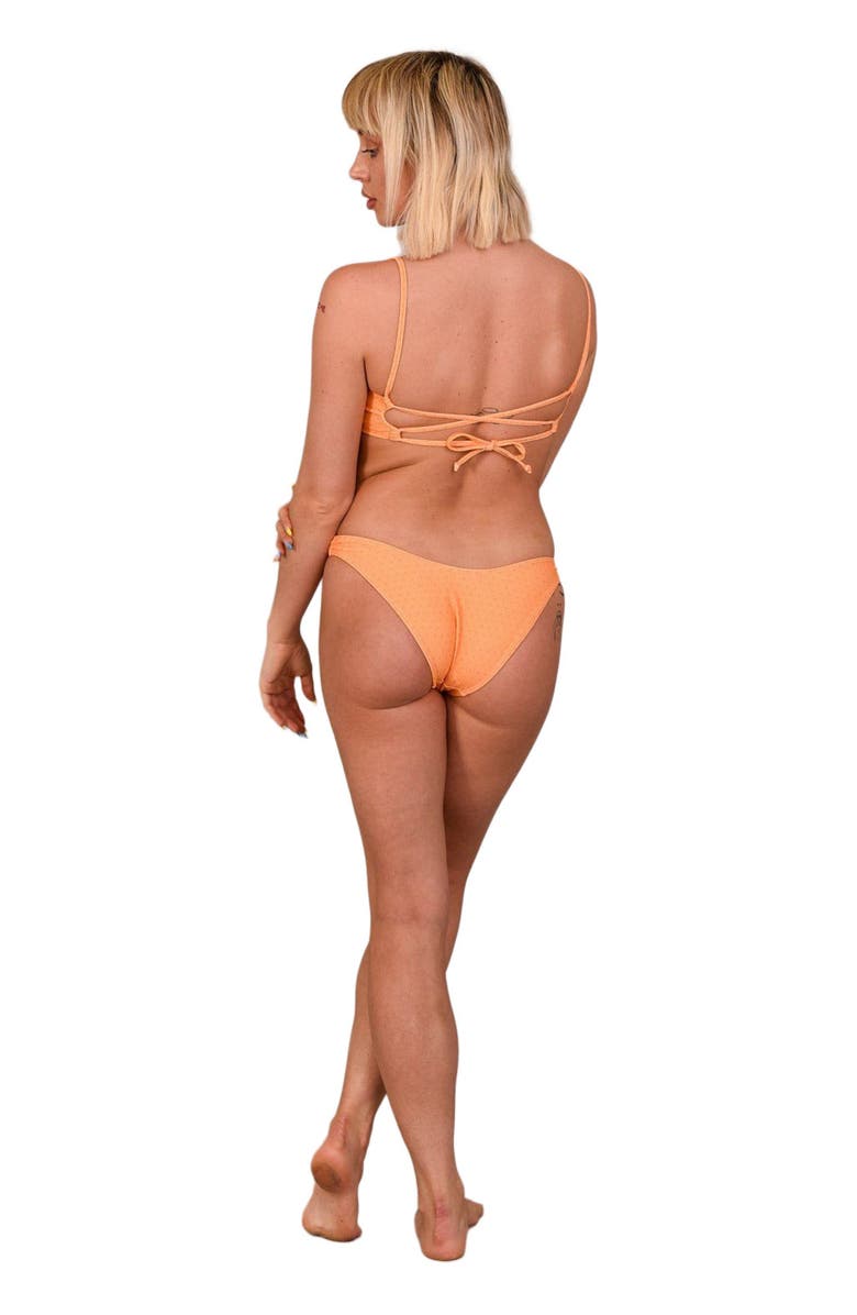 OOSC Tangerine Squeeze Lace up Crop Bikini Top, Alternate, color, Orange