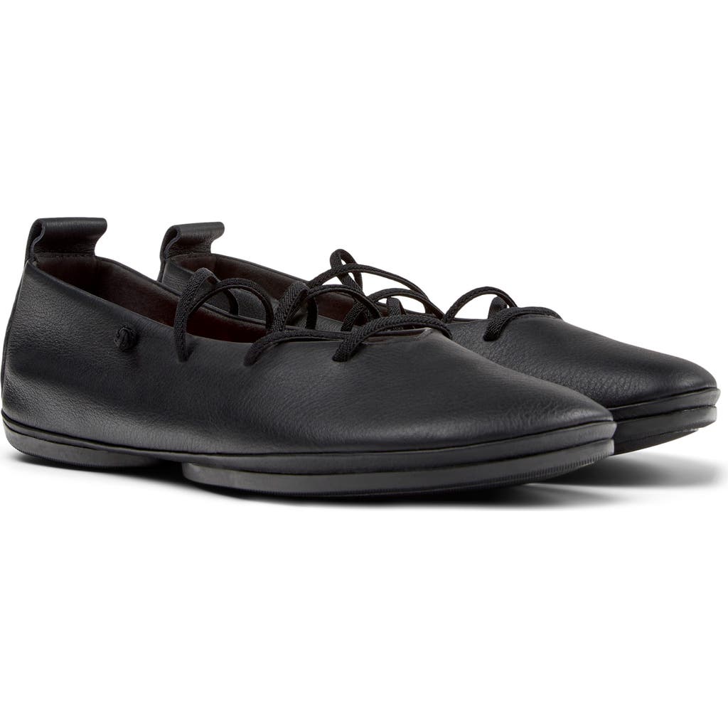 Camper Lace-up Leather Flats In Black
