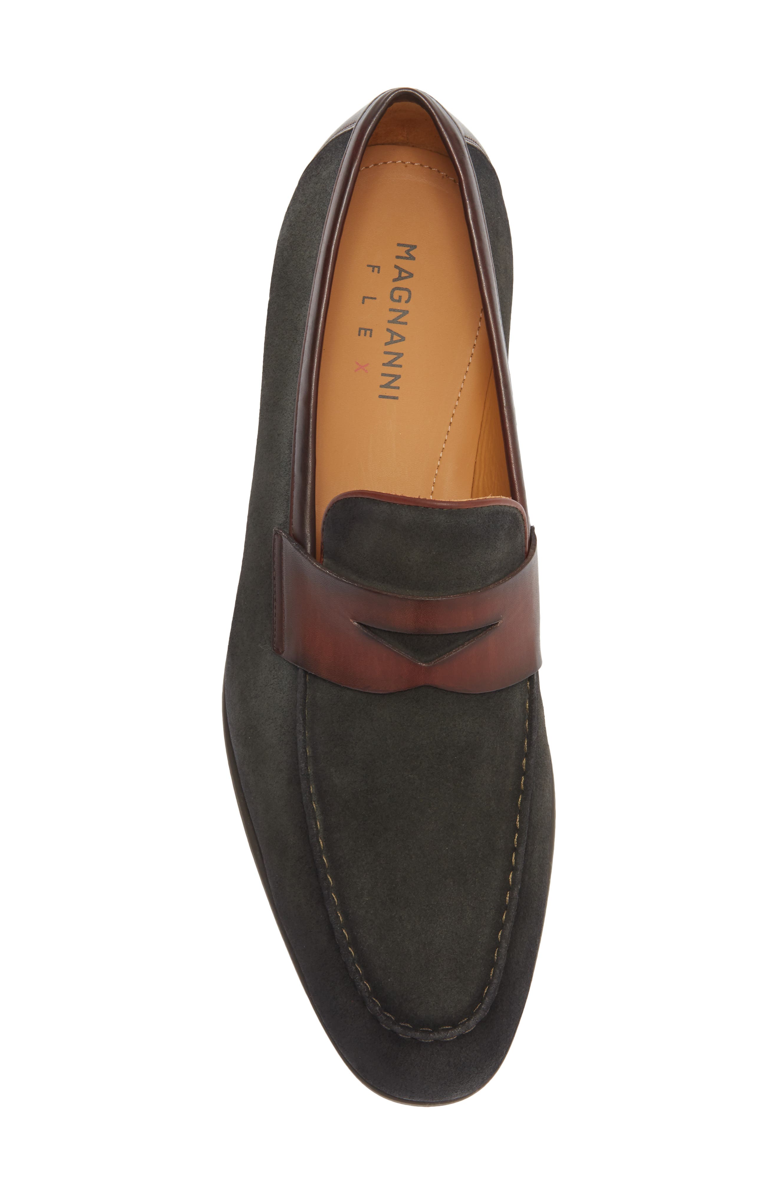 Magnanni Moc Penny Loafer, Alternate, color, Dark Grey