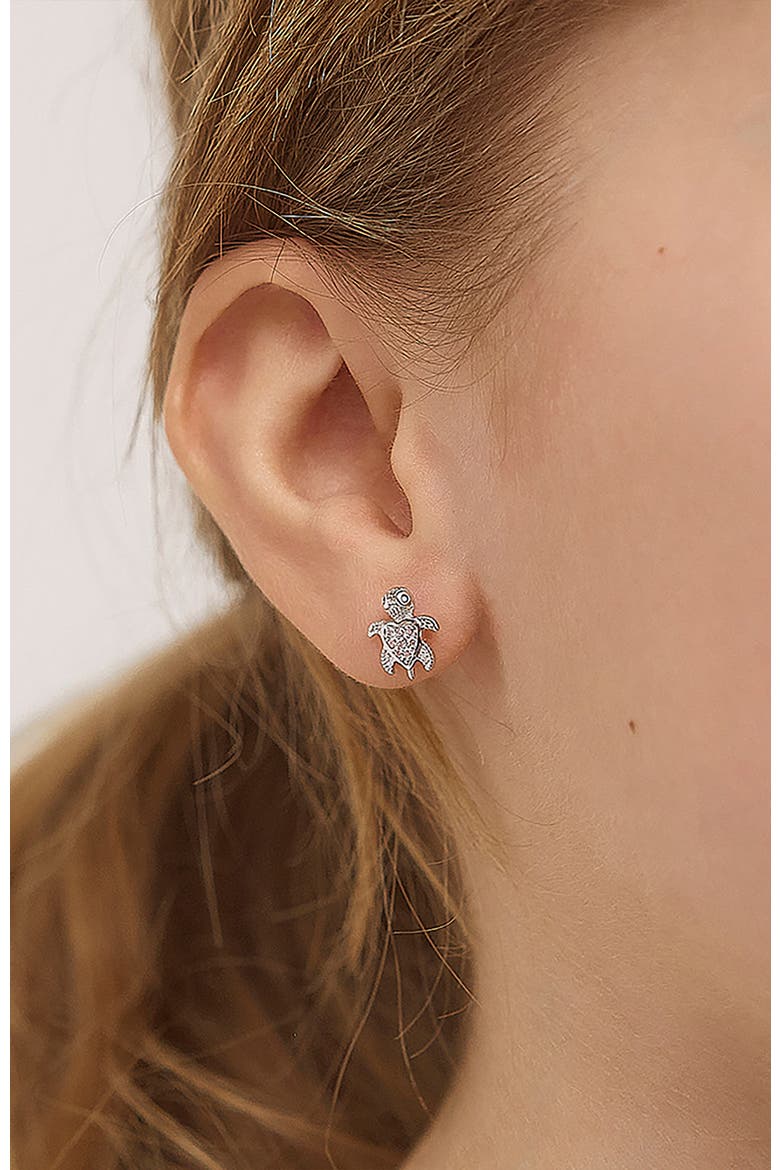Cubic Zirconia Turtle Earrings, Alternate, color, Pink