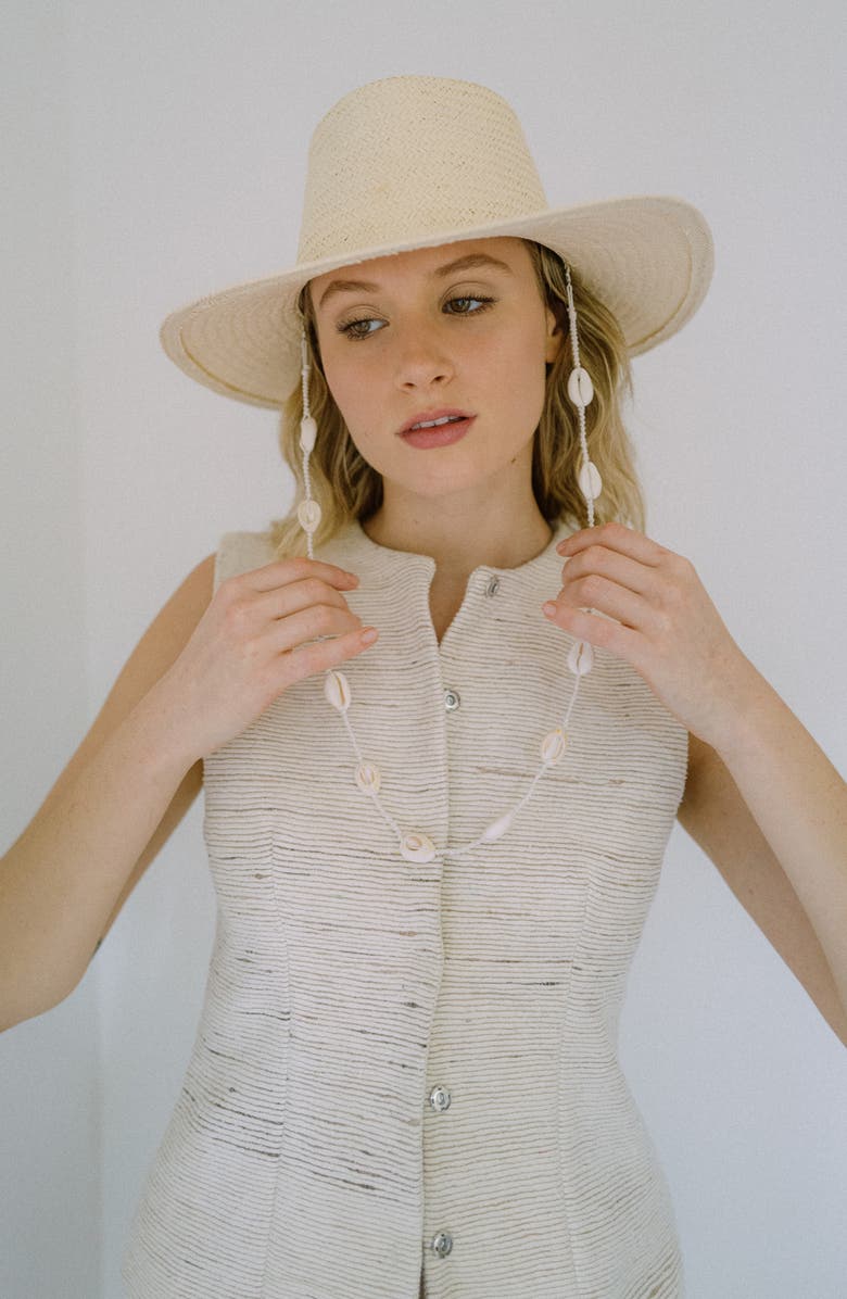 MODERN MONARCHIE Seashell Strap Straw Fedora, Alternate, color, Natural