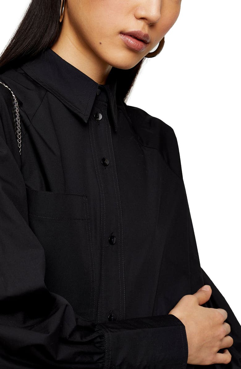 Topshop Oversize Poplin Shirt, Alternate, color,