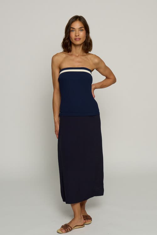 Central Park West Strapless Bodycon Dress in Navy 