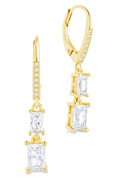 Eulalia Emerald Cubic Zirconia Drop Hoop Earrings