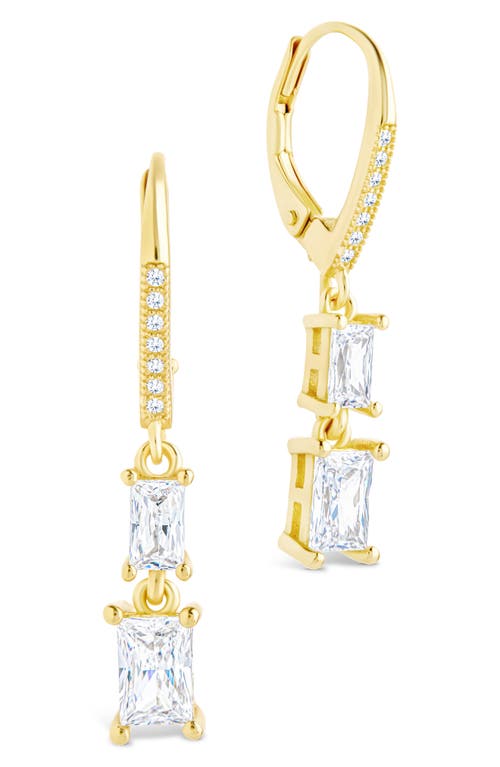 Sterling Forever Eulalia Emerald Cubic Zirconia Drop Hoop Earrings In Gold
